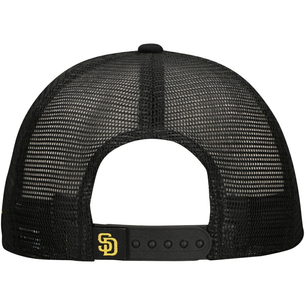 San Diego Padres New Era Retro Bold A-Frame Trucker 9FORTY Adjustable Hat - Black Hats