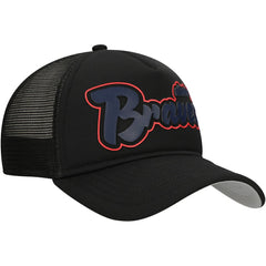 Atlanta Braves New Era Retro Bold A-Frame Trucker 9FORTY Adjustable Hat - Black Hats