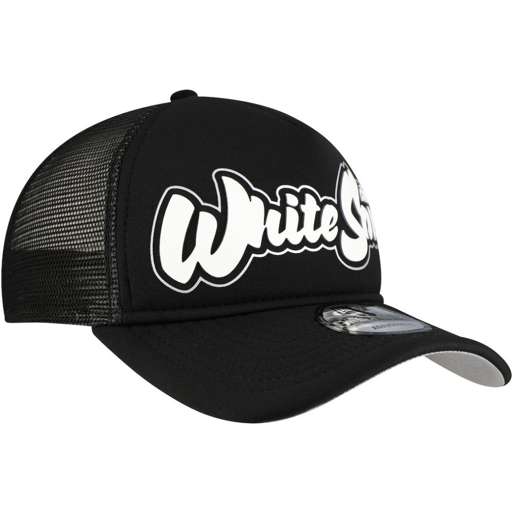 Chicago White Sox New Era Retro Bold A-Frame Trucker 9FORTY Adjustable Hat - Black Hats