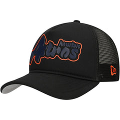 Houston Astros New Era Retro Bold A-Frame Trucker 9FORTY Adjustable Hat - Black Hats