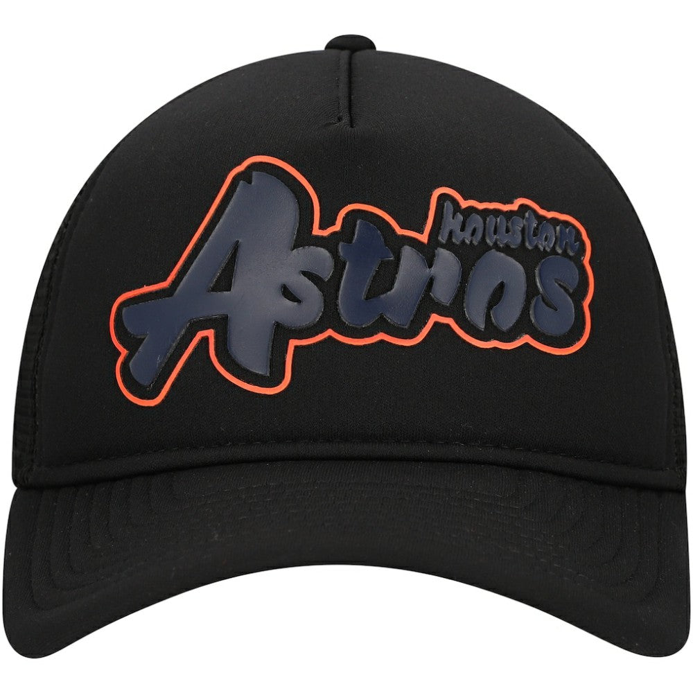 Houston Astros New Era Retro Bold A-Frame Trucker 9FORTY Adjustable Hat - Black Hats