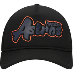 Houston Astros New Era Retro Bold A-Frame Trucker 9FORTY Adjustable Hat - Black Hats