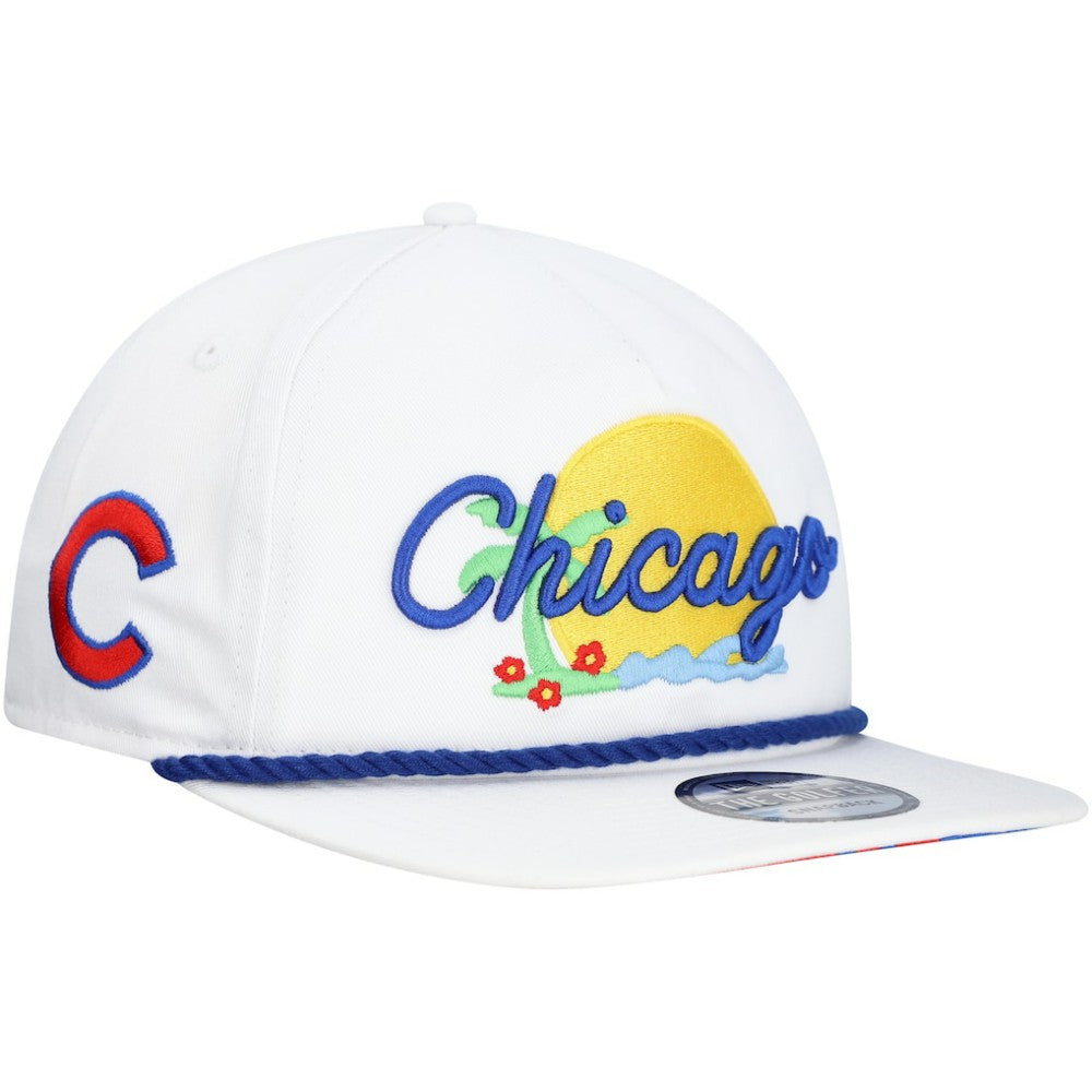 Chicago Cubs New Era Paradise Golfer Adjustable Hat - White Hats