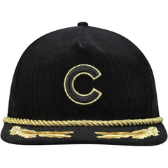 Chicago Cubs New Era Corduroy Filigree Golfer Adjustable Hat - Black Hats