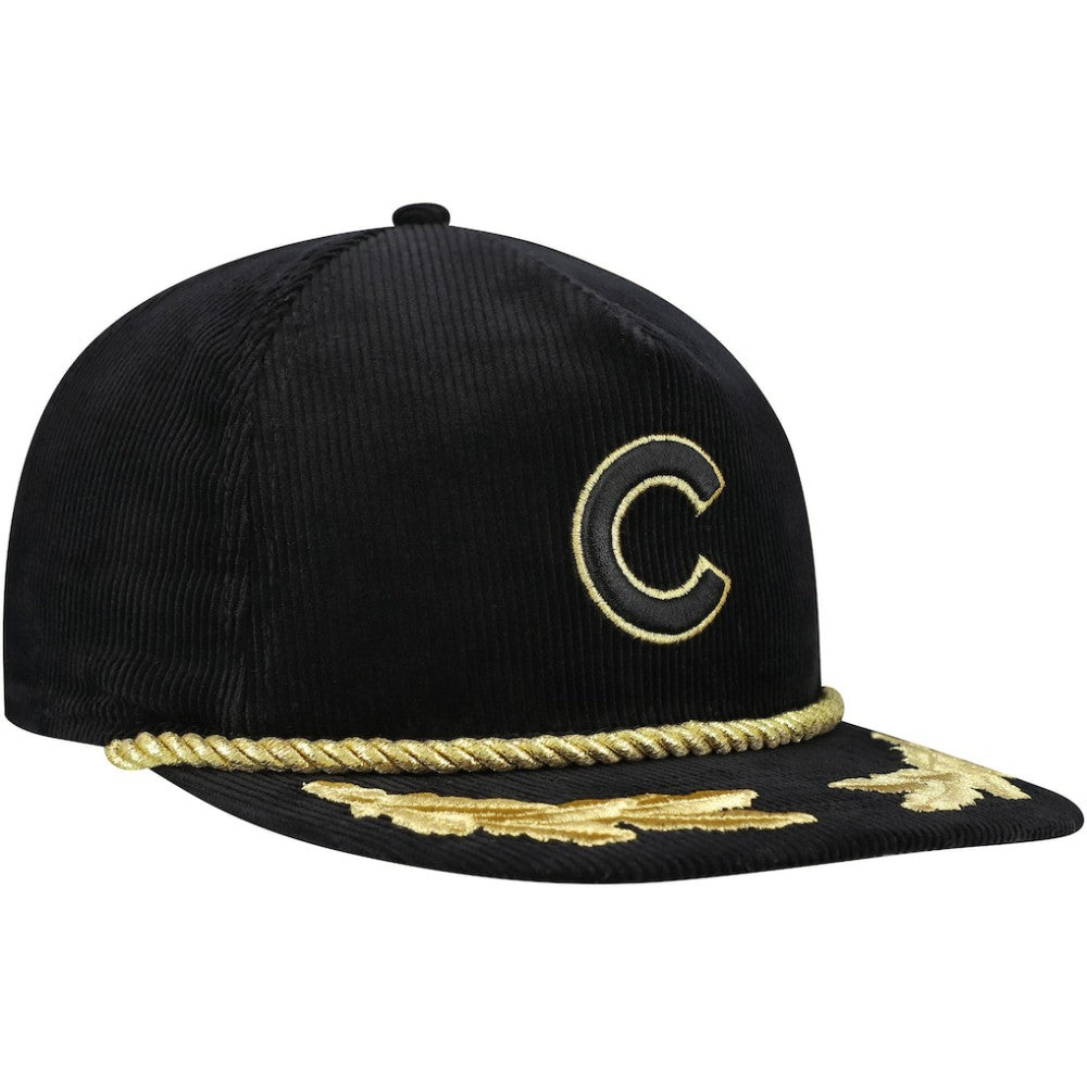 Chicago Cubs New Era Corduroy Filigree Golfer Adjustable Hat - Black Hats