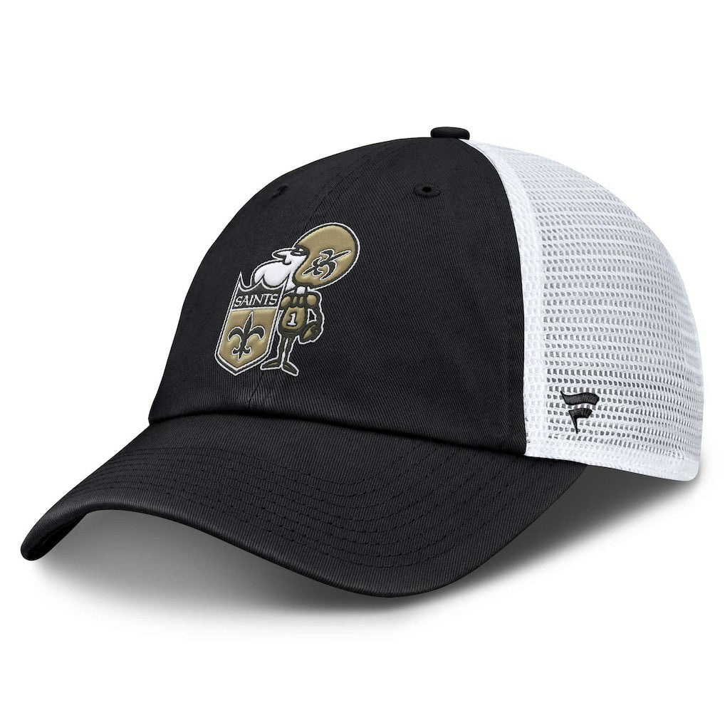 New Orleans Saints Basic Vintage Trucker Adjustable Hat - Black Hats