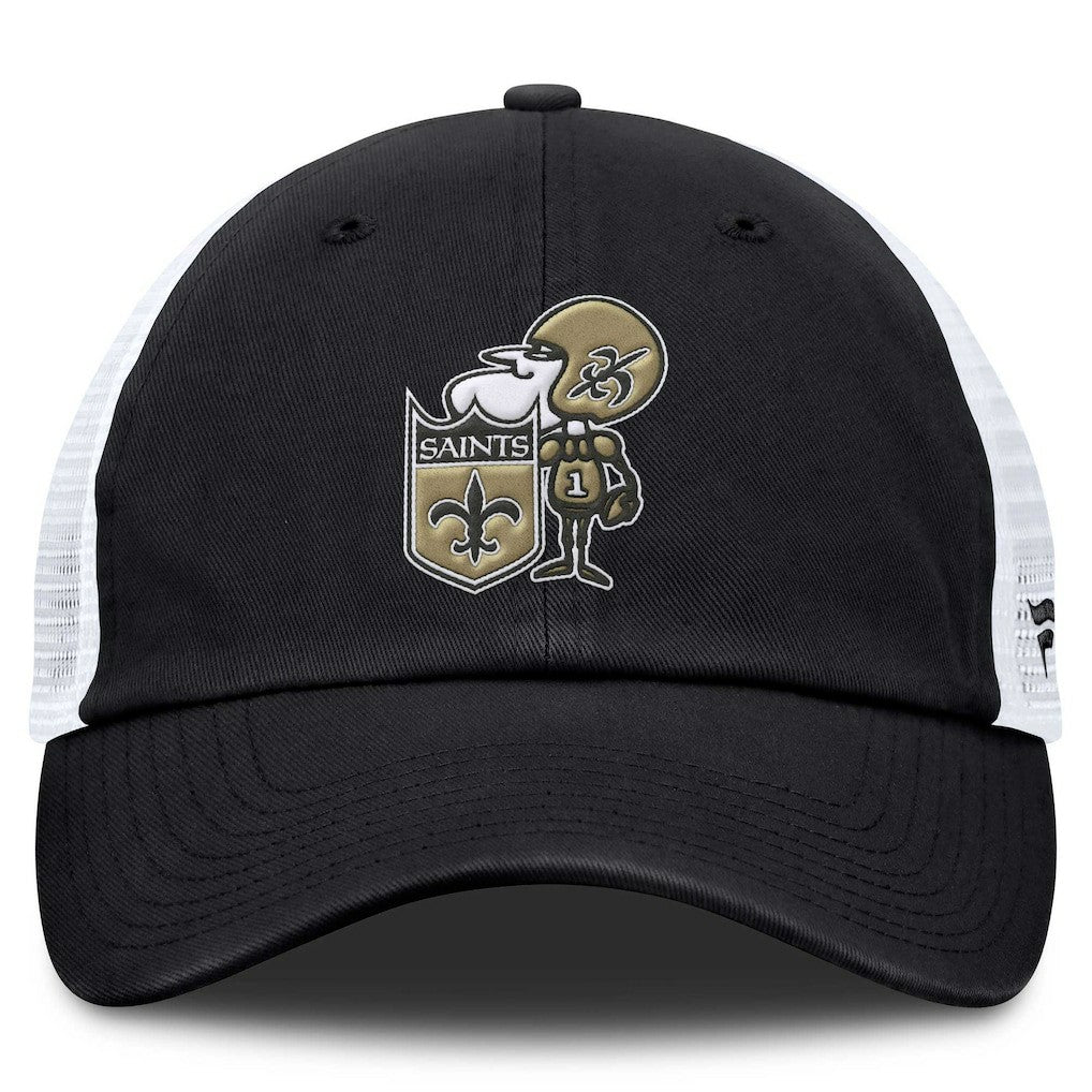 New Orleans Saints Basic Vintage Trucker Adjustable Hat - Black Hats