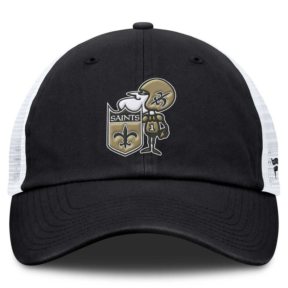 New Orleans Saints Basic Vintage Trucker Adjustable Hat - Black Hats