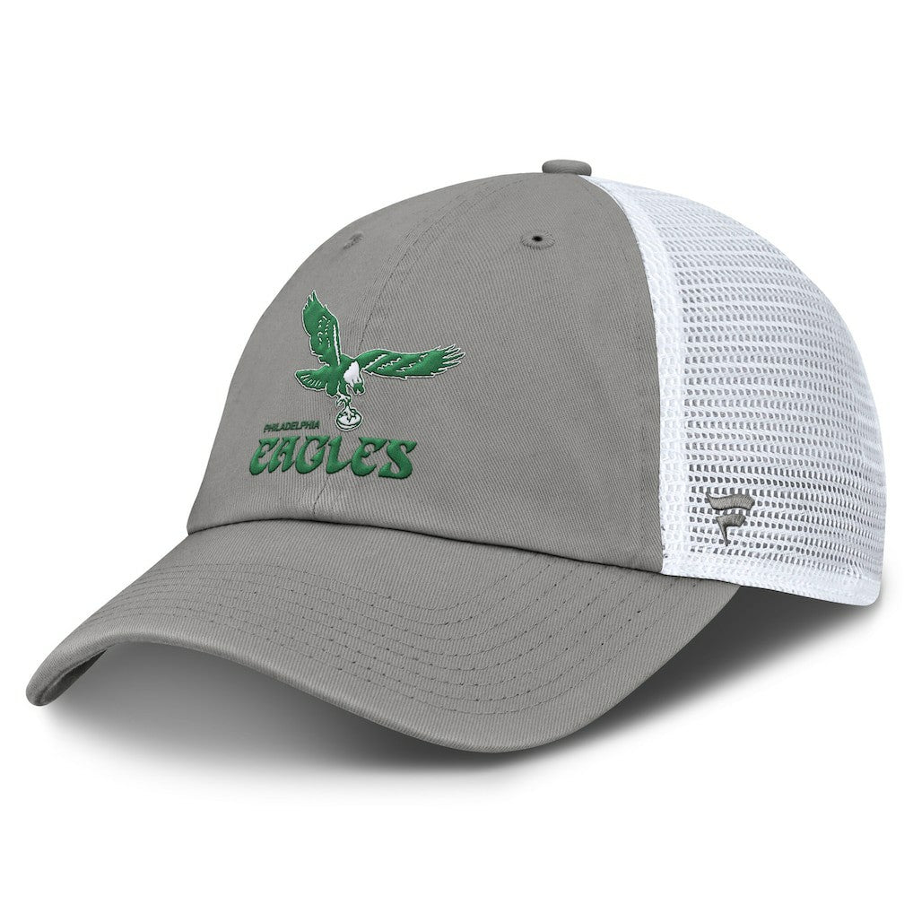Philadelphia Eagles Vintage Trucker Adjustable Hat - Gray/White Hats