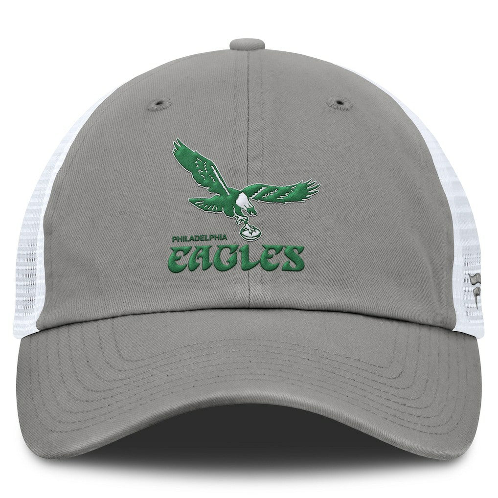 Philadelphia Eagles Vintage Trucker Adjustable Hat - Gray/White Hats
