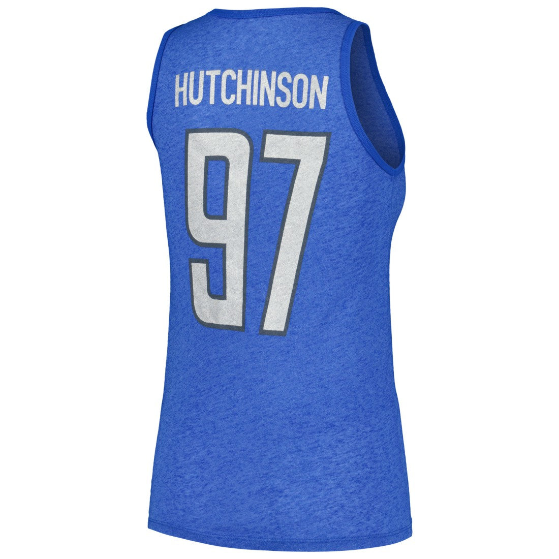 Aidan Hutchinson Detroit Lions Majestic Threads Women's Name & Number Tri-Blend Tank Top - Heather Blue Tops