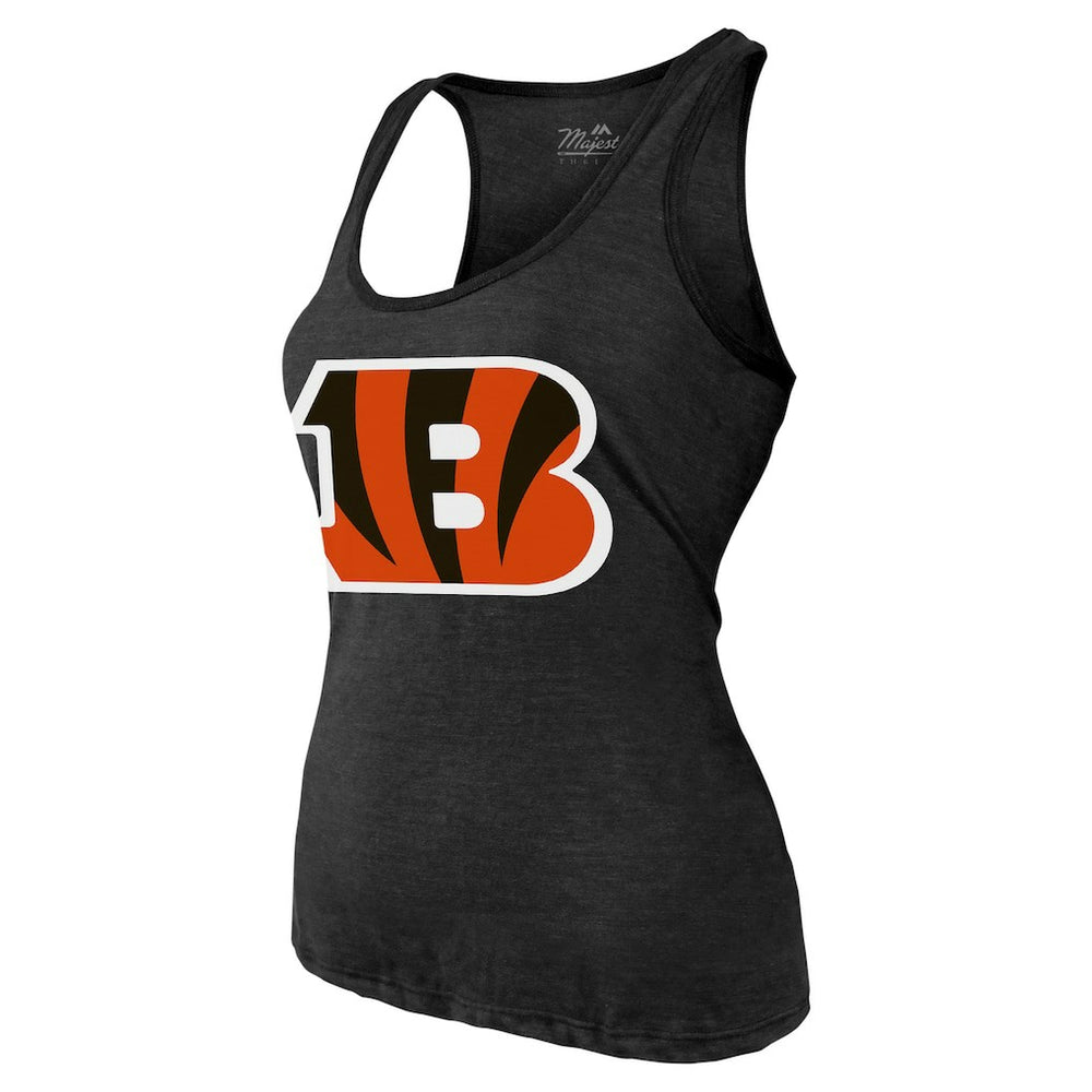 Joe Burrow Cincinnati Bengals Majestic Threads Women's Name & Number Tri-Blend Tank Top - Black Tops
