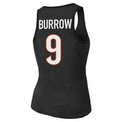 Joe Burrow Cincinnati Bengals Majestic Threads Women's Name & Number Tri-Blend Tank Top - Black Tops