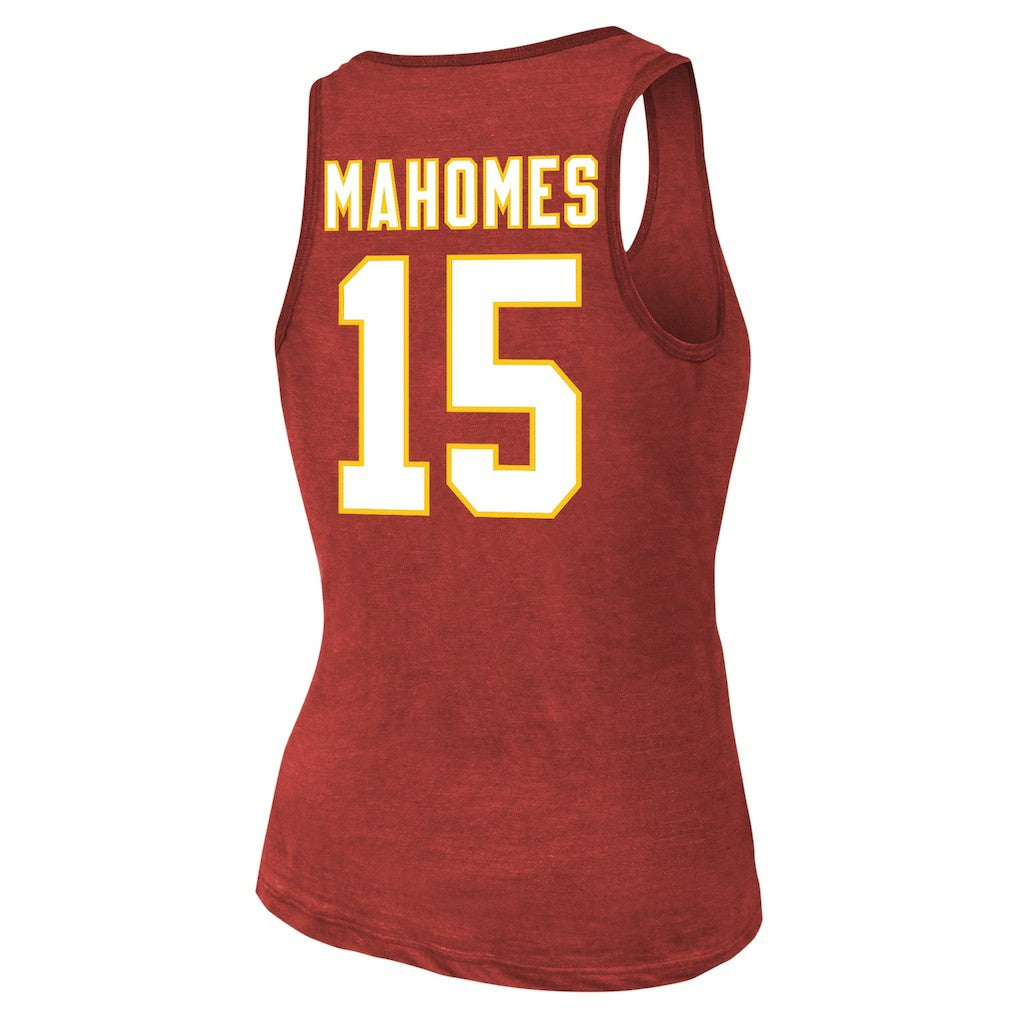 Patrick Mahomes Kansas City Chiefs Majestic Threads Women's Name & Number Tri-Blend Tank Top - Red Tops