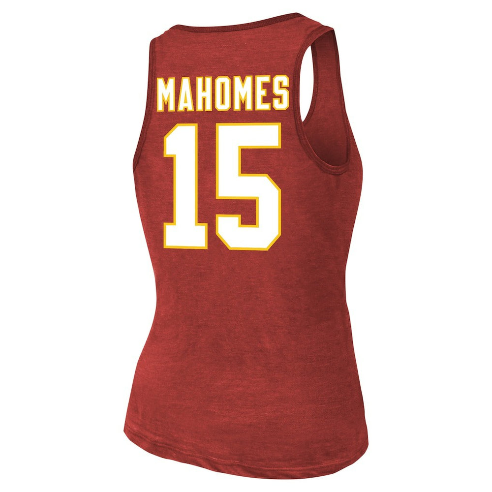 Patrick Mahomes Kansas City Chiefs Majestic Threads Women's Name & Number Tri-Blend Tank Top - Red Tops