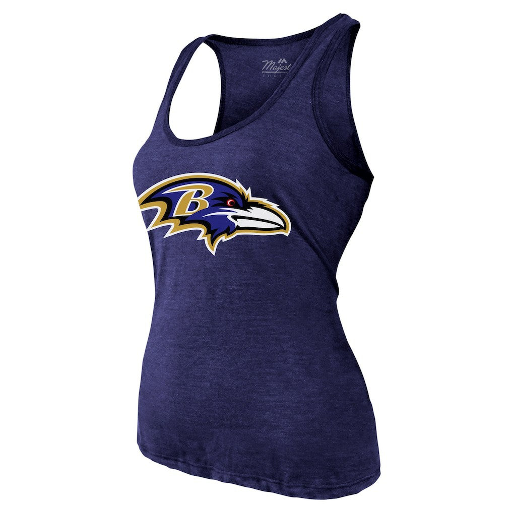 Lamar Jackson Baltimore Ravens Majestic Threads Women's Name & Number Tri-Blend Tank Top - Purple Tops