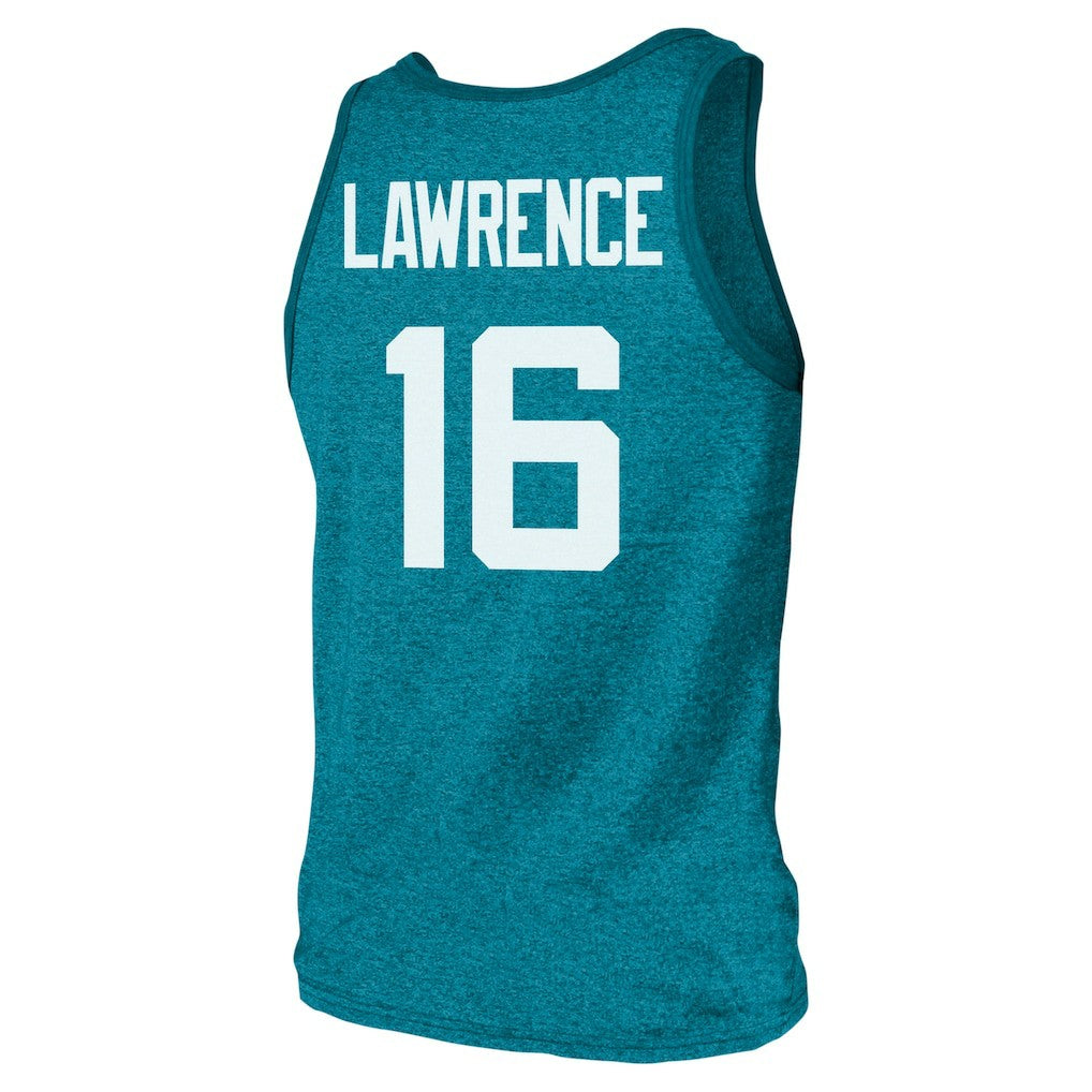 Trevor Lawrence Jacksonville Jaguars Majestic Threads Tri-Blend Player Name & Number Tank Top - Teal Tops