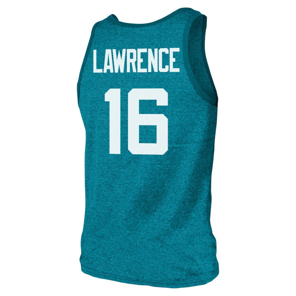 Trevor Lawrence Jacksonville Jaguars Majestic Threads Tri-Blend Player Name & Number Tank Top - Teal Tops