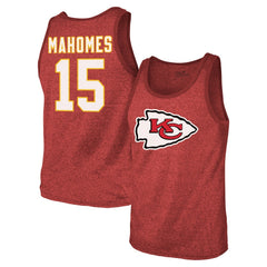 Patrick Mahomes Kansas City Chiefs Majestic Threads Tri-Blend Player Name & Number Tank Top - Red Tops
