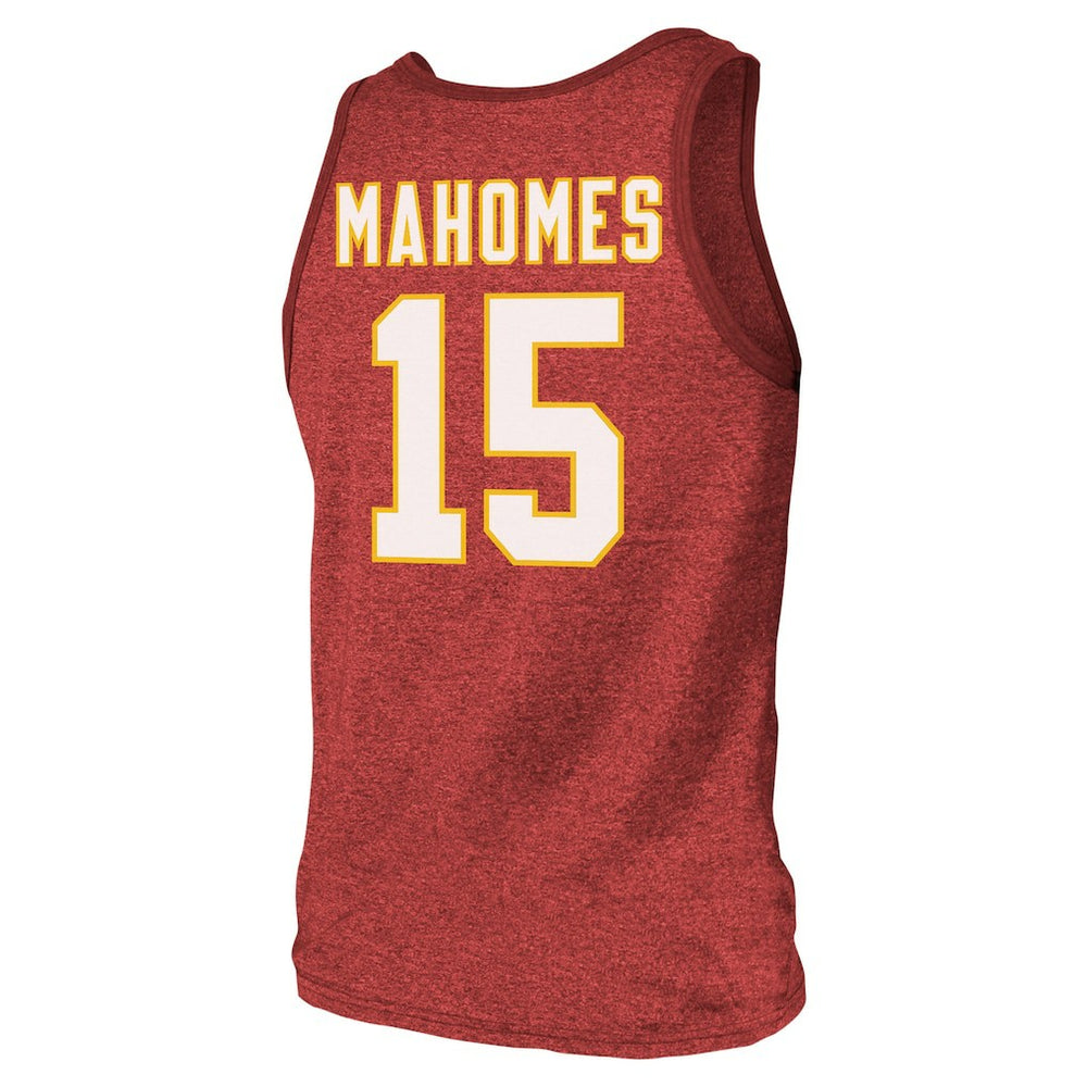 Patrick Mahomes Kansas City Chiefs Majestic Threads Tri-Blend Player Name & Number Tank Top - Red Tops
