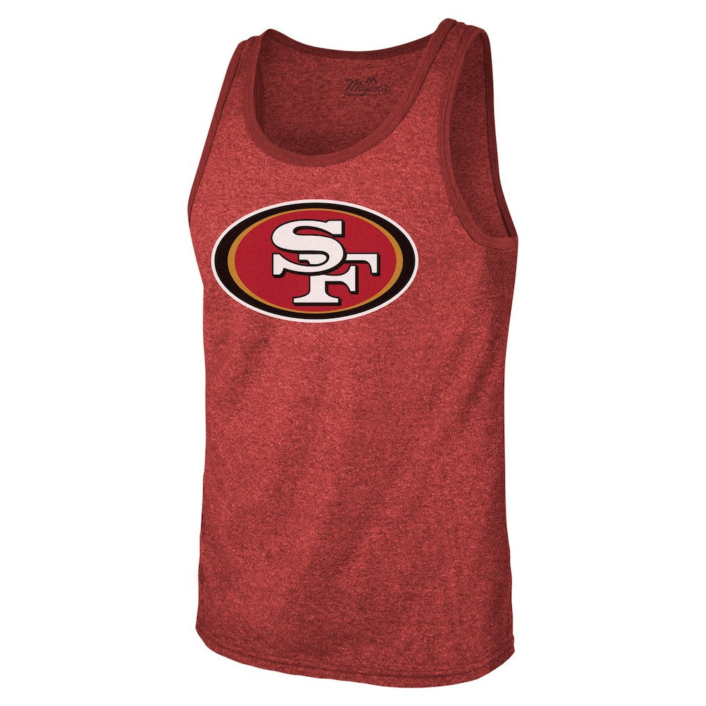 Christian McCaffrey San Francisco 49ers Majestic Threads Tri-Blend Player Name & Number Tank Top - Scarlet Tops