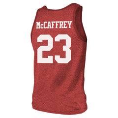 Christian McCaffrey San Francisco 49ers Majestic Threads Tri-Blend Player Name & Number Tank Top - Scarlet Tops