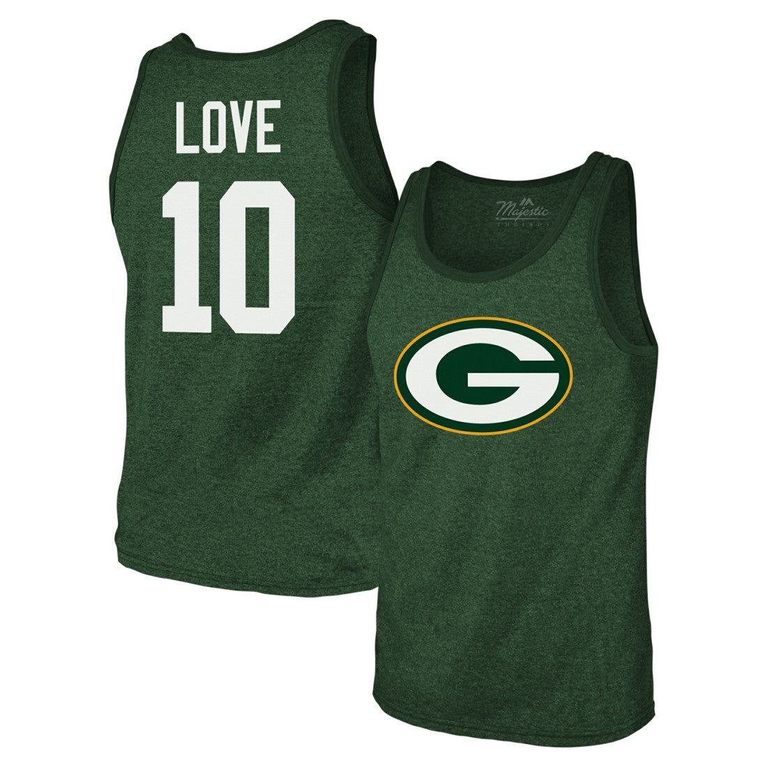 Jordan Love Green Bay Packers Majestic Threads Tri-Blend Player Name & Number Tank Top - Green Tops