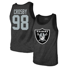 Maxx Crosby Las Vegas Raiders Majestic Threads Tri-Blend Player Name & Number Tank Top - Black Tops
