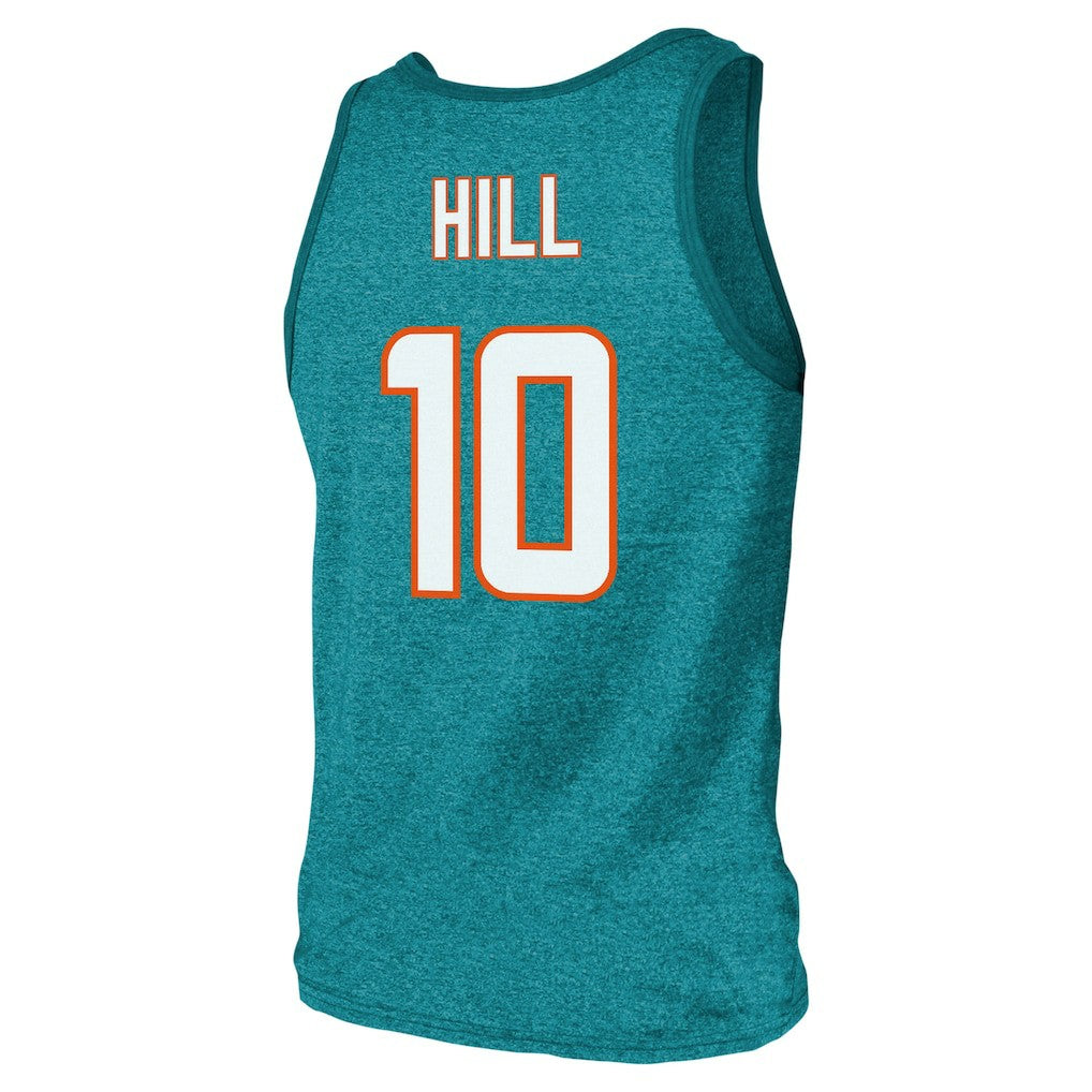 Tyreek Hill Miami Dolphins Majestic Threads Tri-Blend Player Name & Number Tank Top - Aqua Tops