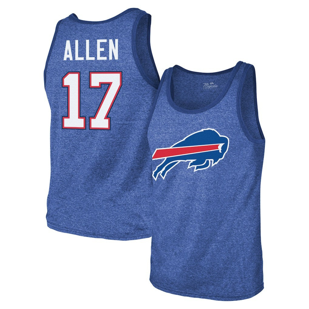 Josh Allen Buffalo Bills Majestic Threads Tri-Blend Player Name & Number Tank Top - Royal Tops