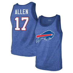 Josh Allen Buffalo Bills Majestic Threads Tri-Blend Player Name & Number Tank Top - Royal Tops