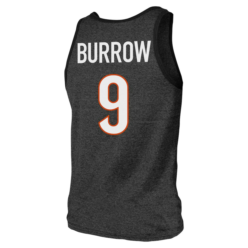 Joe Burrow Cincinnati Bengals Majestic Threads Tri-Blend Player Name & Number Tank Top - Black Tops