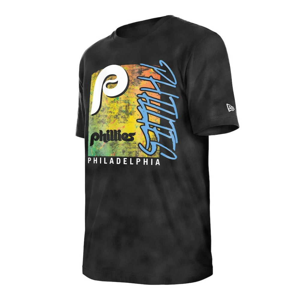 Philadelphia Phillies New Era Women's Sport Classics Enzyme Wash Oversized T-Shirt - Black T-shirts