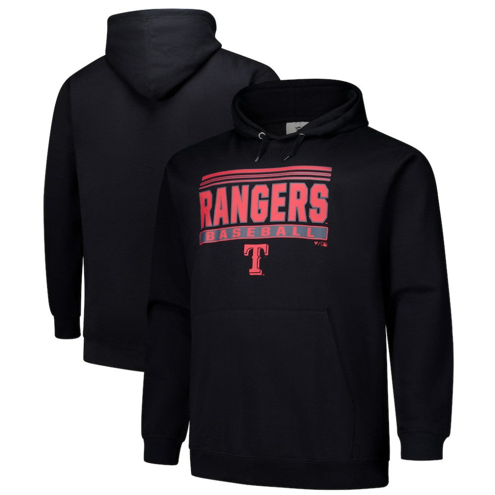 Texas Rangers   Stack Fleece Pullover Hoodie - Black Hoodies