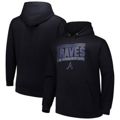 Atlanta Braves   Stack Fleece Pullover Hoodie - Black Hoodies