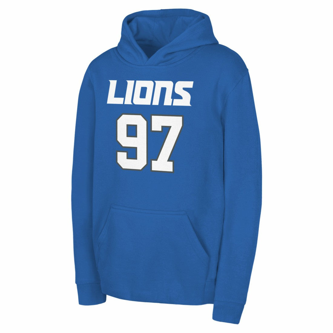 Aidan Hutchinson Detroit Lions Youth Mainliner Player Name & Number Pullover Hoodie - Blue Hoodies