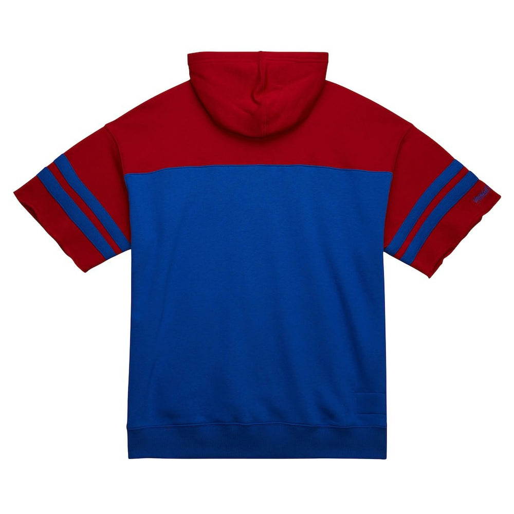 New England Patriots Off Field Vintage Logo Short Sleeve Pullover Hoodie - Royal Hoodies
