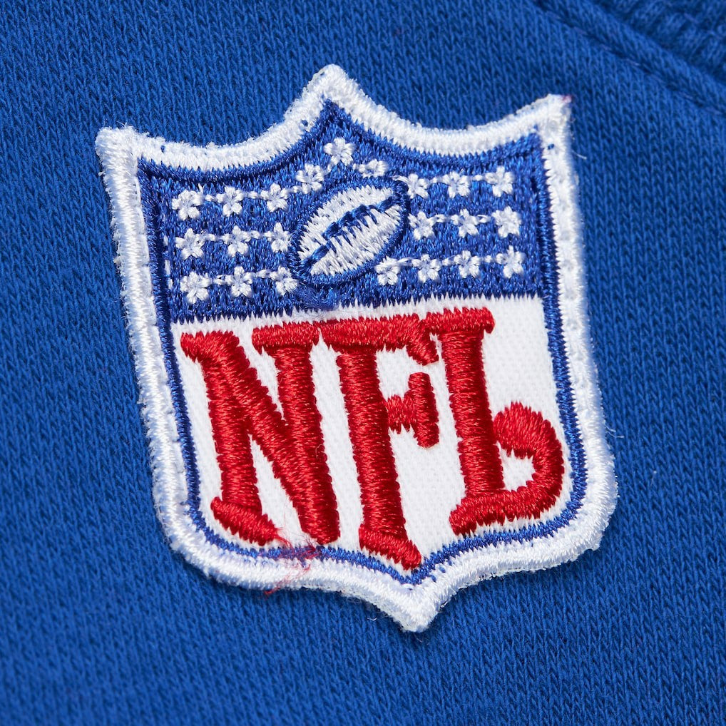 New England Patriots Off Field Vintage Logo Short Sleeve Pullover Hoodie - Royal Hoodies