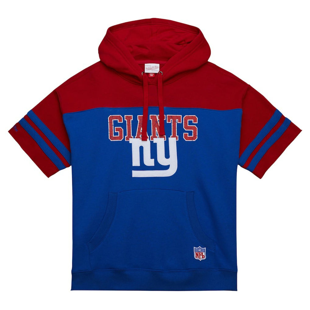 New York Giants Off Field Vintage Logo Short Sleeve Pullover Hoodie - Royal Hoodies