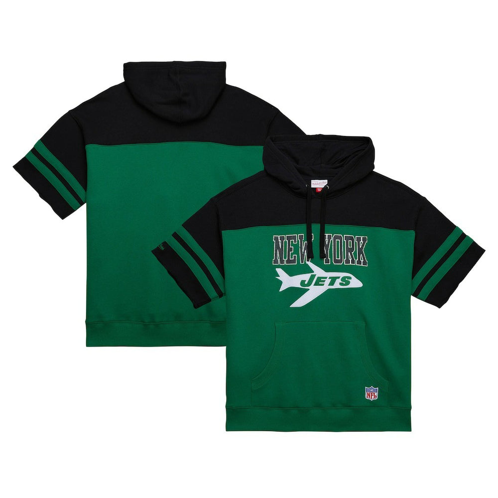New York Jets Off Field Vintage Logo Short Sleeve Pullover Hoodie - Kelly Green Hoodies