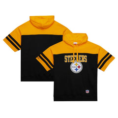 Pittsburgh Steelers Off Field Vintage Logo Short Sleeve Pullover Hoodie - Black Hoodies