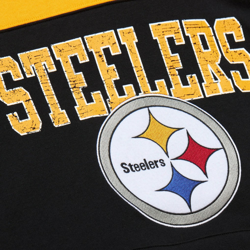 Pittsburgh Steelers Off Field Vintage Logo Short Sleeve Pullover Hoodie - Black Hoodies