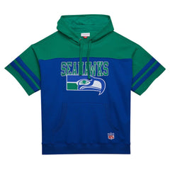 Seattle Seahawks Off Field Vintage Logo Short Sleeve Pullover Hoodie - Royal Hoodies