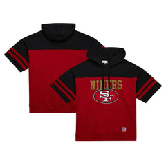 San Francisco 49ers Off Field Vintage Logo Short Sleeve Pullover Hoodie - Scarlet Hoodies