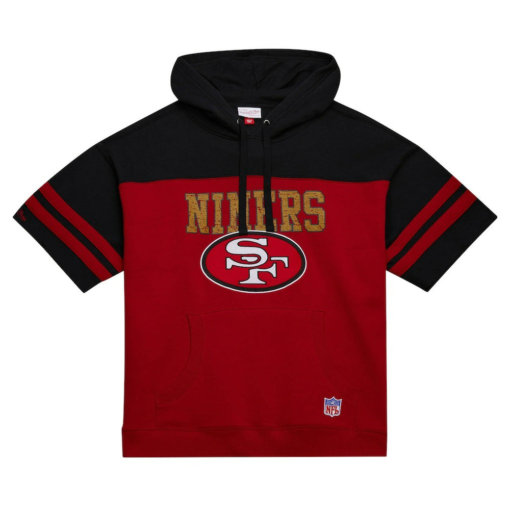 San Francisco 49ers Off Field Vintage Logo Short Sleeve Pullover Hoodie - Scarlet Hoodies