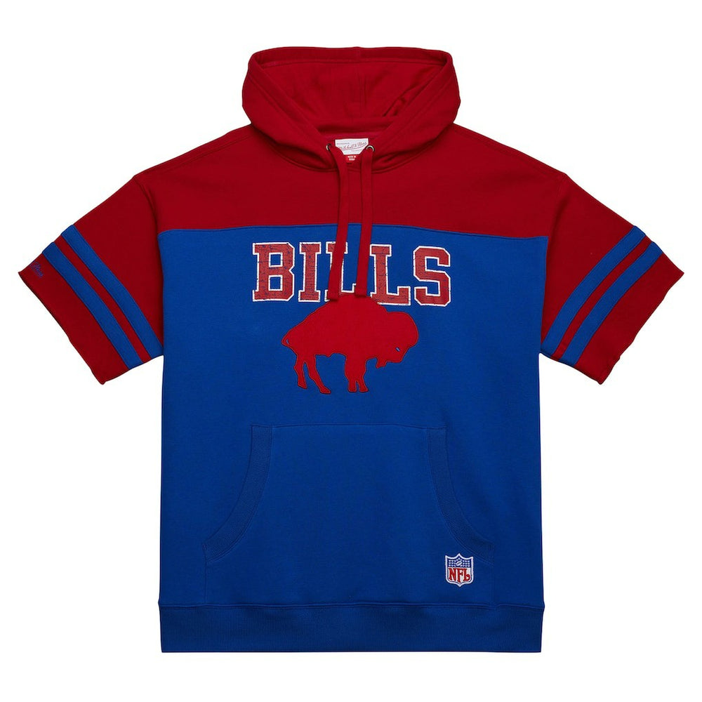 Buffalo Bills Off Field Vintage Logo Short Sleeve Pullover Hoodie - Royal Hoodies
