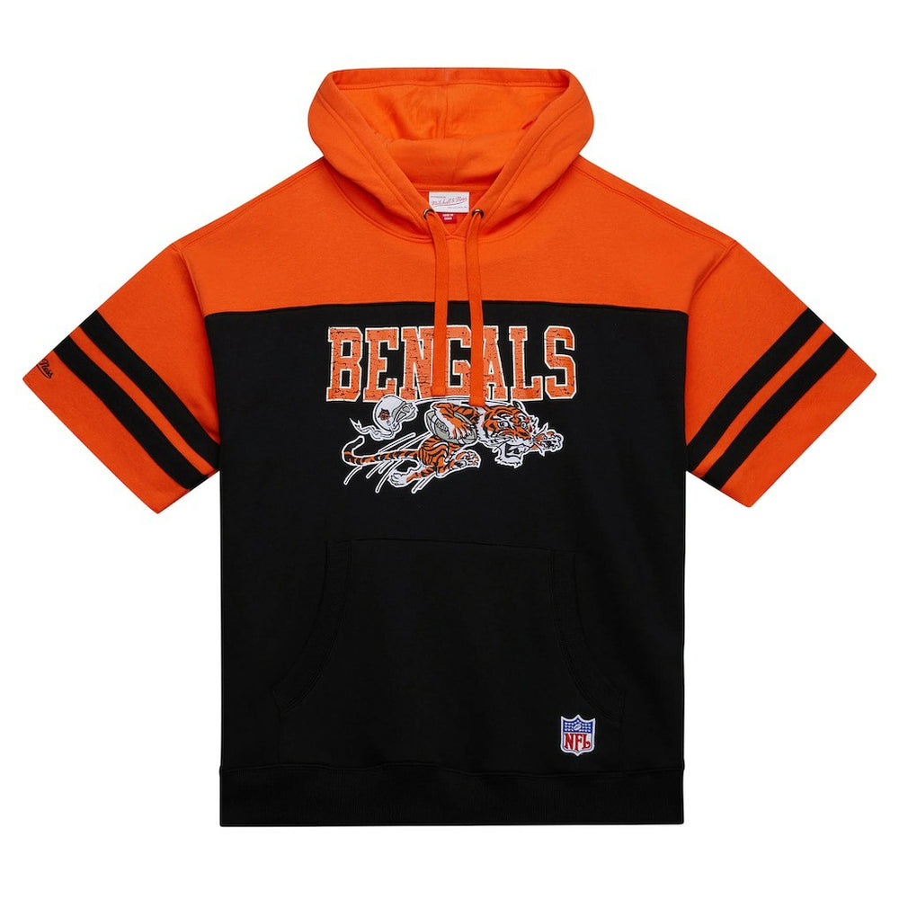 Cincinnati Bengals Off Field Vintage Logo Short Sleeve Pullover Hoodie - Black Hoodies
