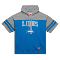 Detroit Lions Off Field Vintage Logo Short Sleeve Pullover Hoodie - Blue Hoodies