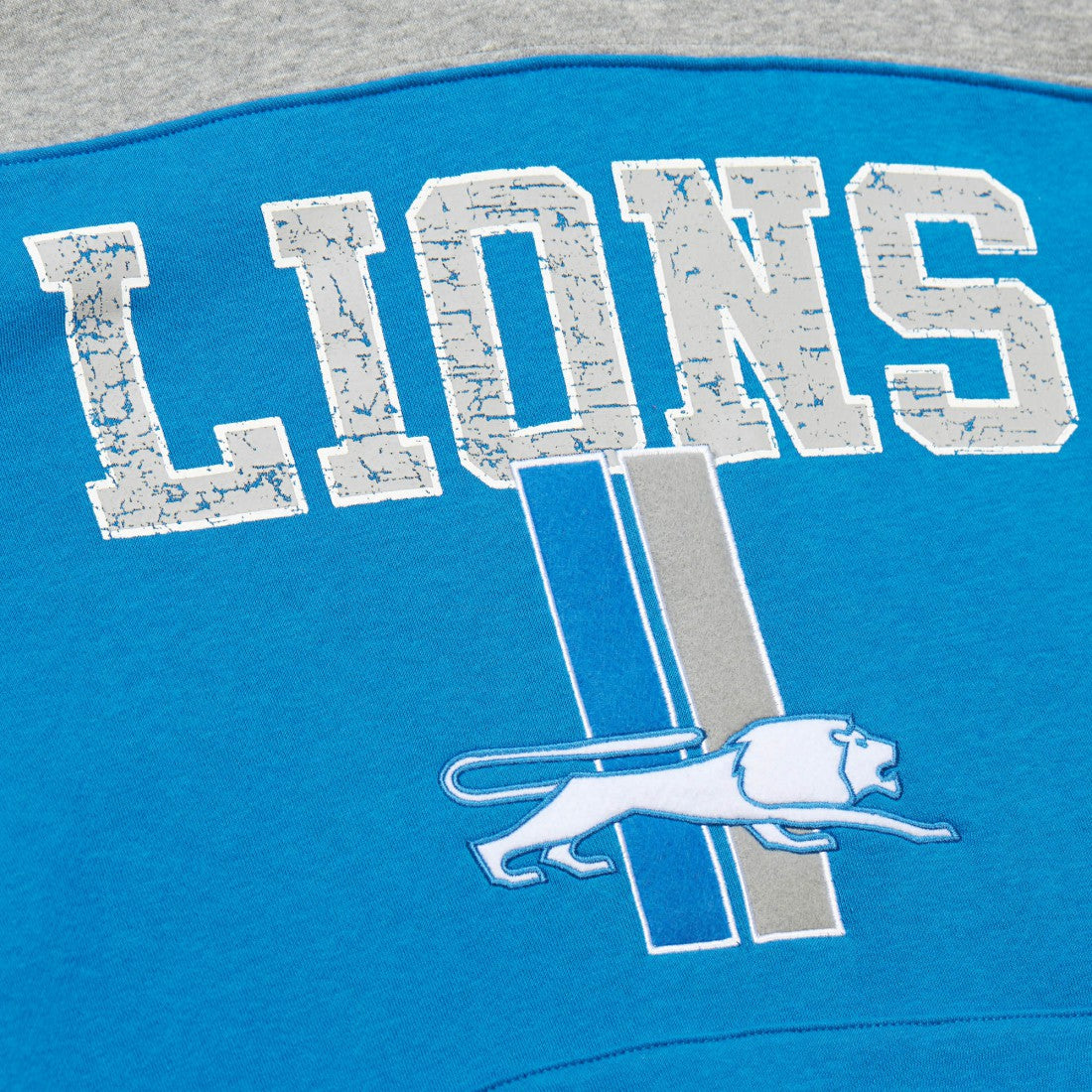 Detroit Lions Off Field Vintage Logo Short Sleeve Pullover Hoodie - Blue Hoodies