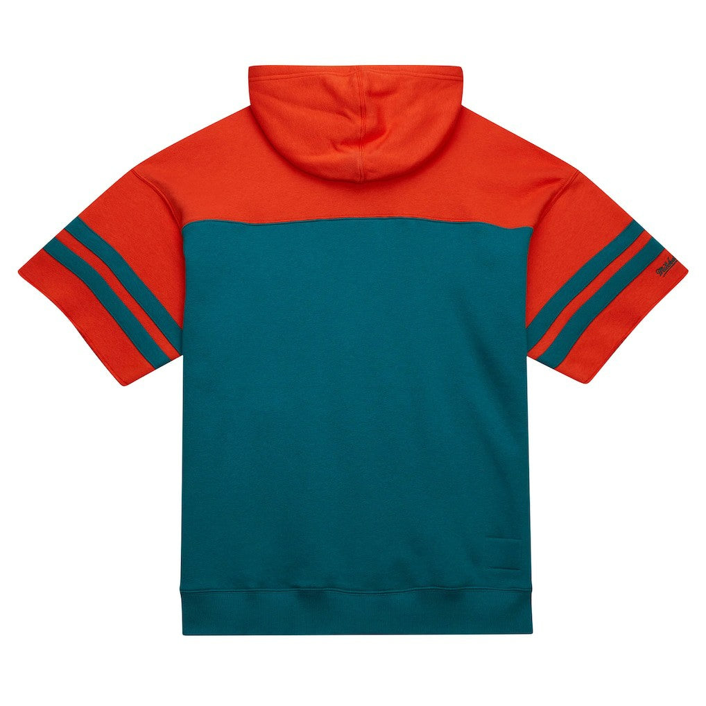Miami Dolphins Off Field Vintage Logo Short Sleeve Pullover Hoodie - Aqua Hoodies